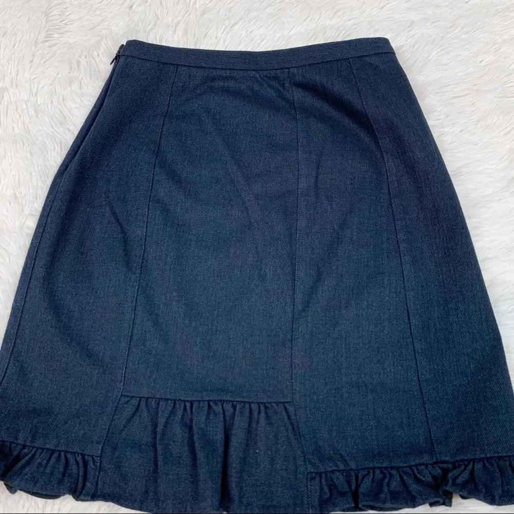 Diane Von Ferstenberg‎ ruffle embellishment denim mini skirt embroidered logo